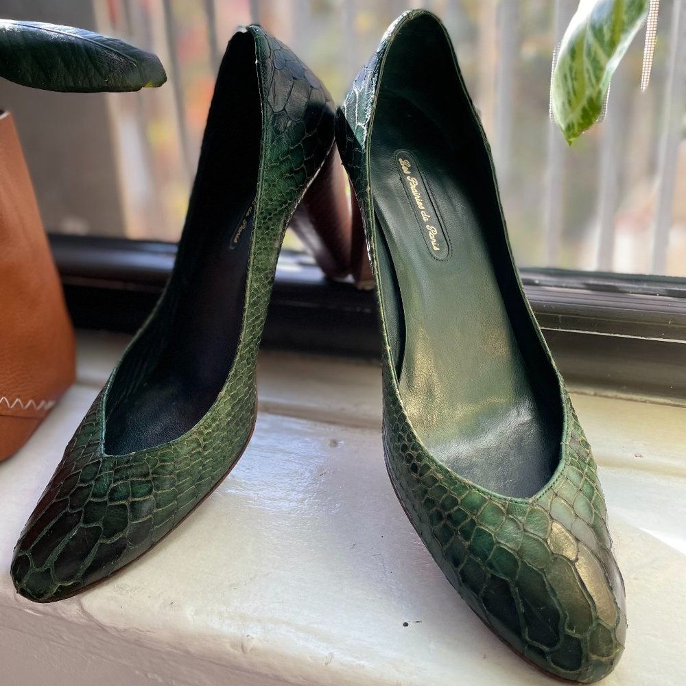 Les Prairies de Paris Green Leather Heels